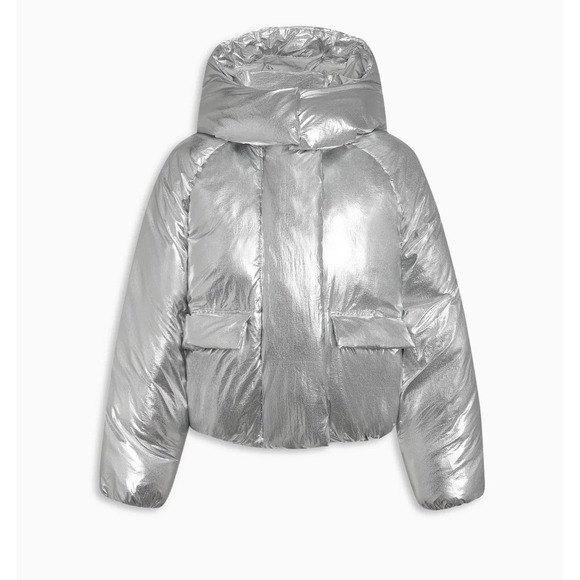 Khy Jackets & Blazers - KHY Kylie Jenner Standard Puffer Jacket XXS Silver Metallic Oversized Hooded